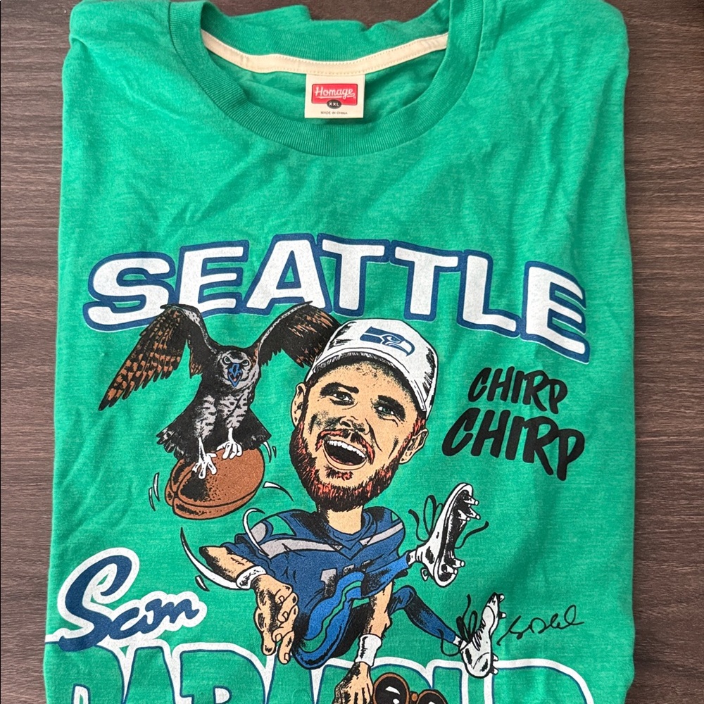 HOMAGE Teal Seattle Football Sam Darnold Graphic Tee